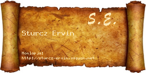 Sturcz Ervin névjegykártya